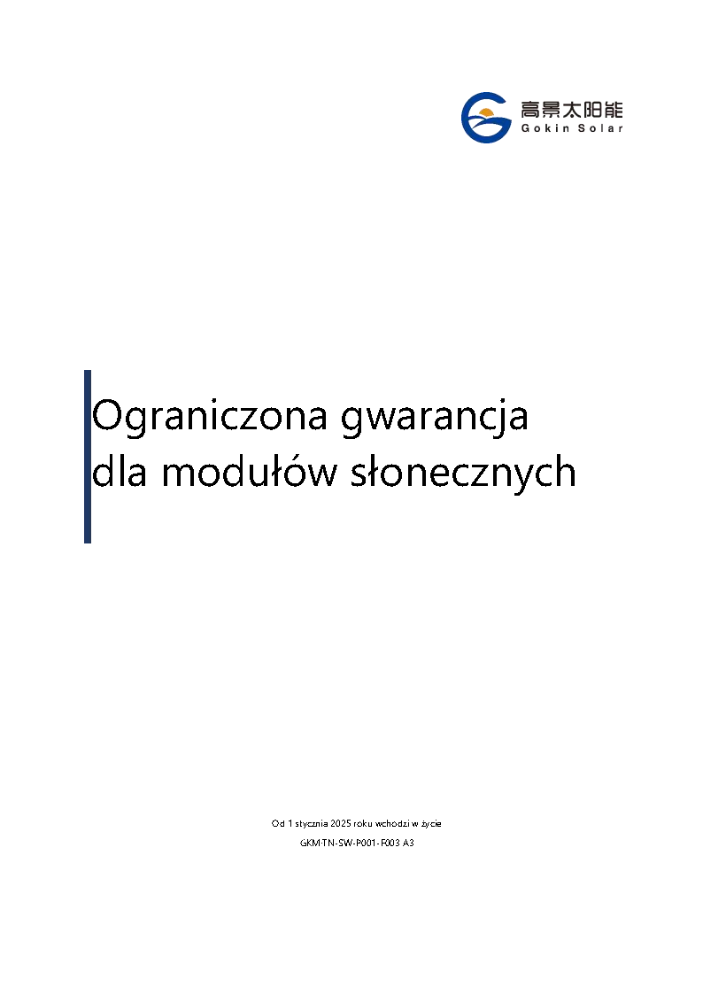 Ograniczona gwarancja dla modułów słonecznych