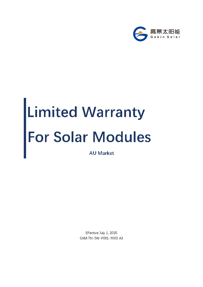 Gokin Solar Photovoltaic Module Limited Warranty Certificate